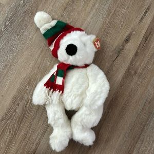 NWT white holiday bear beanie baby